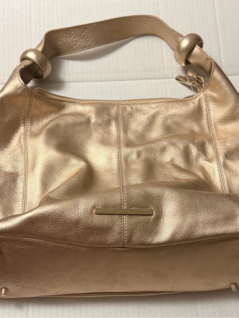 Metallic Gold Leather Jack French Hobo Shoulder Bag
